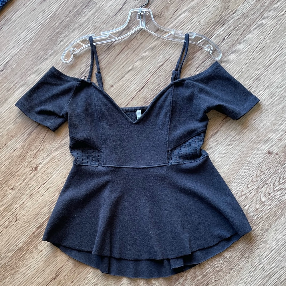 Free People Black Sweet Heart Top